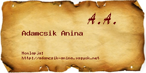 Adamcsik Anina névjegykártya